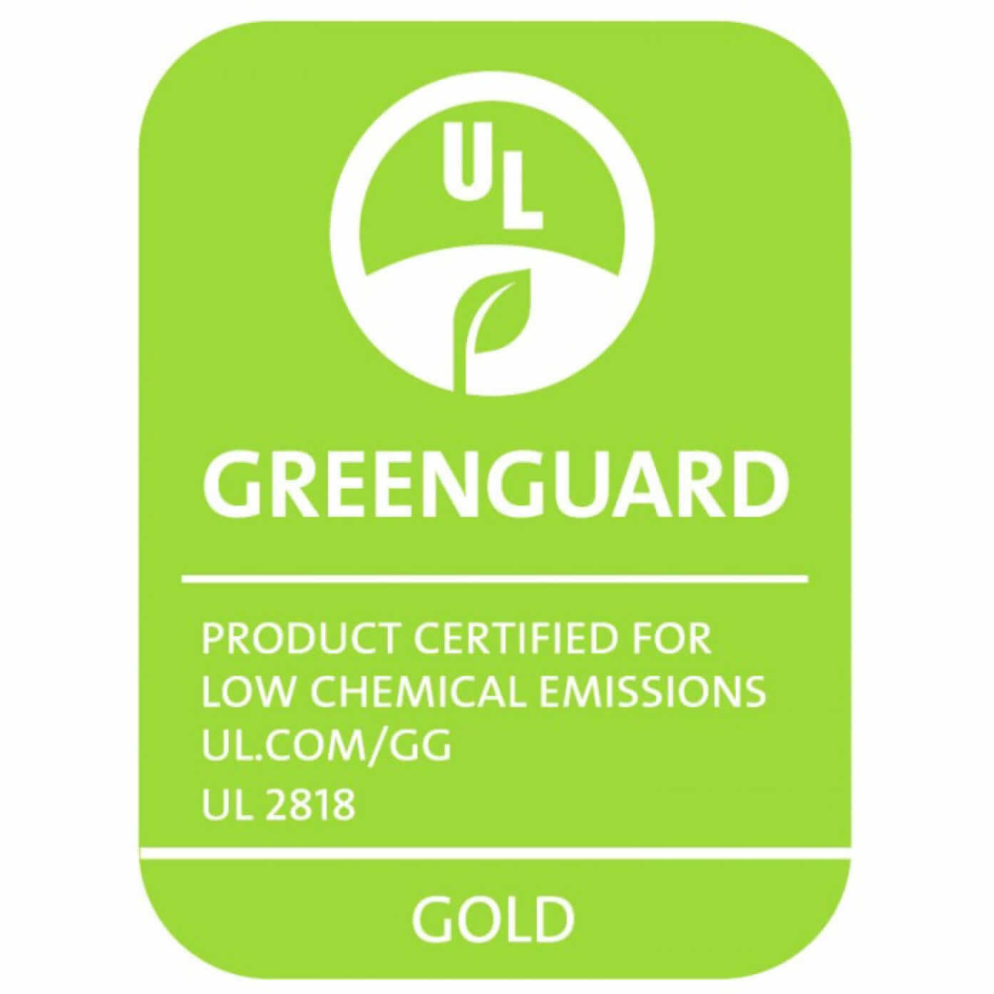 The Greenguard Environmental Institute is an industry-independent organization that aims to protect human health by enhancing indoor air quality and reducing people’s exposure to pollutants by certifying products for extremely low chemical emissions. Accredited by ISO-IEC Guide 65:1996, the Greenguard Environmental Institute aims at facilitating the consumer’s choice for safer, healthier products through its UL GREENGUARD Certification.
GREENGUARD Gold Certification offers stricter certification criteria, considers safety factors to account for sensitive individuals (such as children and the elderly), and ensures that a product is acceptable for use in environments such as schools and healthcare facilities. It is referenced by both The Collaborative for High Performance Schools (CHPS) and the Leadership in Energy and Environmental Design (LEED) Building Rating System.
